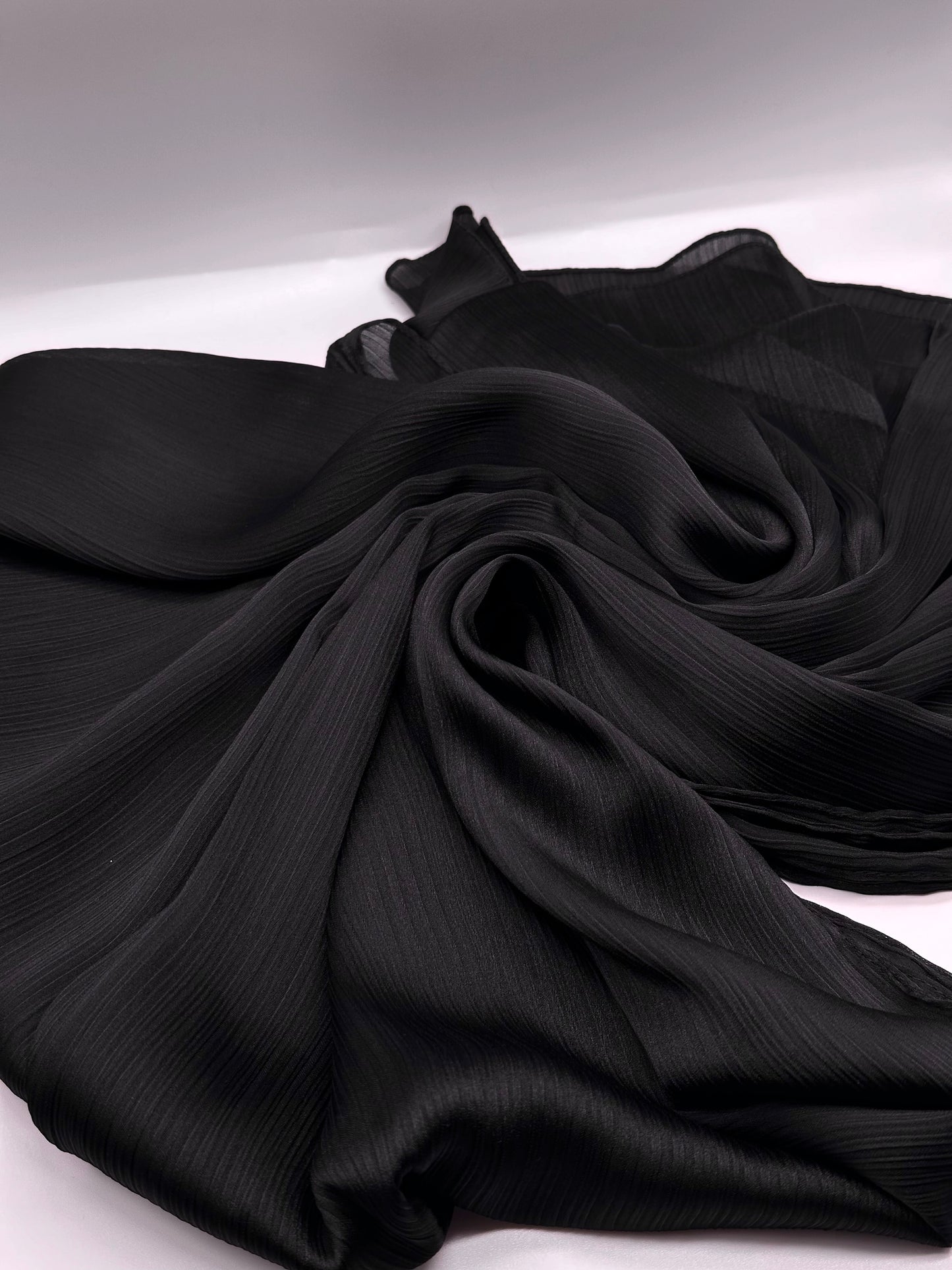 Black - Crinkle Satin Hijab